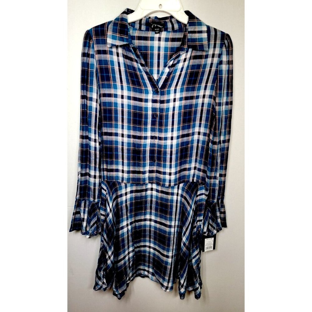 Art Class Girls Ultram Plaid Multicolor Bell Sleeve Dress Size 14-16
